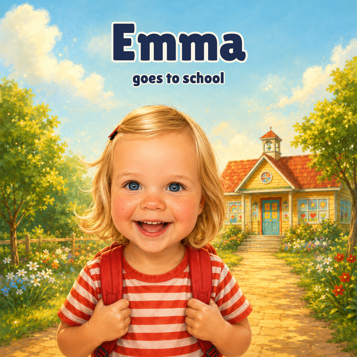 Personalized back-to-school book cover, girl version