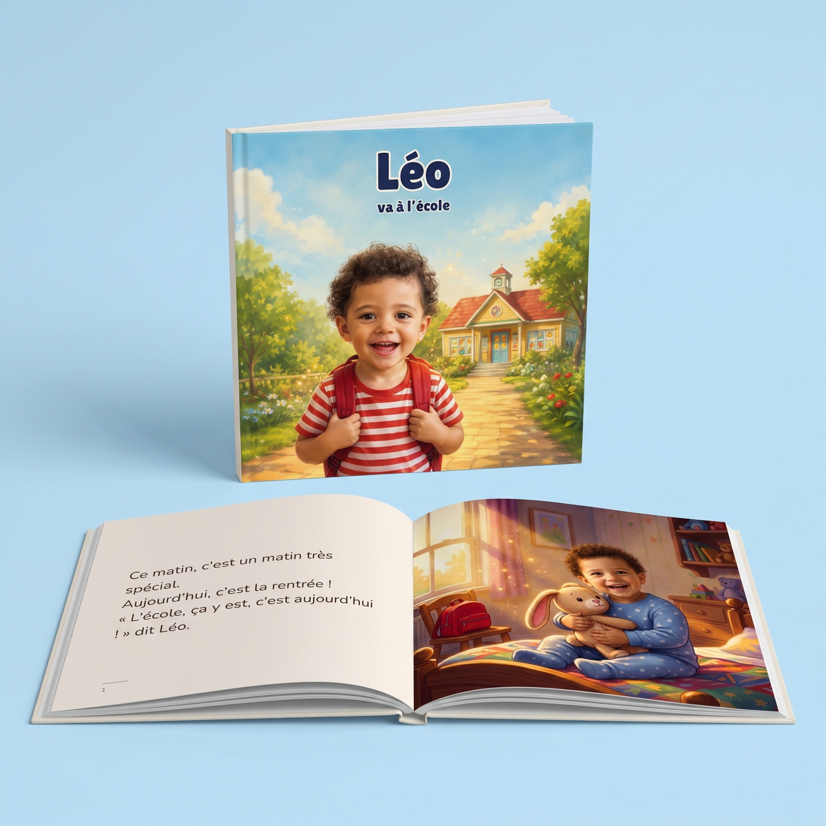 Livre de rentrée personnalisé, couverture et double page, édition française
