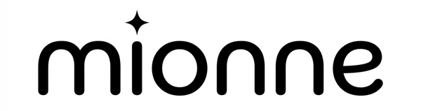 The black 'mionne' logo with a small star accent above the letter 'i', centered on a plain white background.